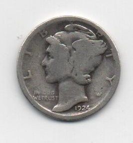 ESTADOS UNIDOS DEL AÑO 1924 LETRA D DE 1 DIME